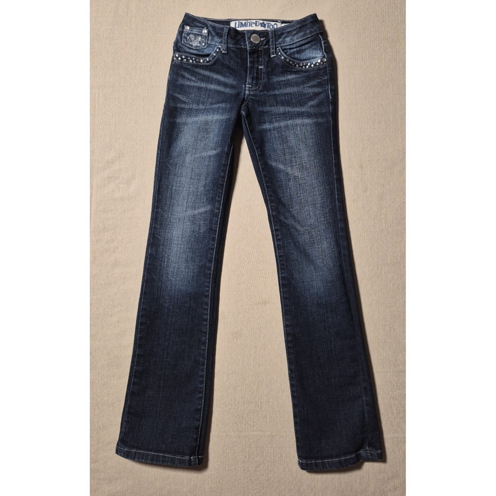 Vintage Limited Too Low Rise Rhinestone Jeans Girls 8S 20" Waist Bootcut 2000s